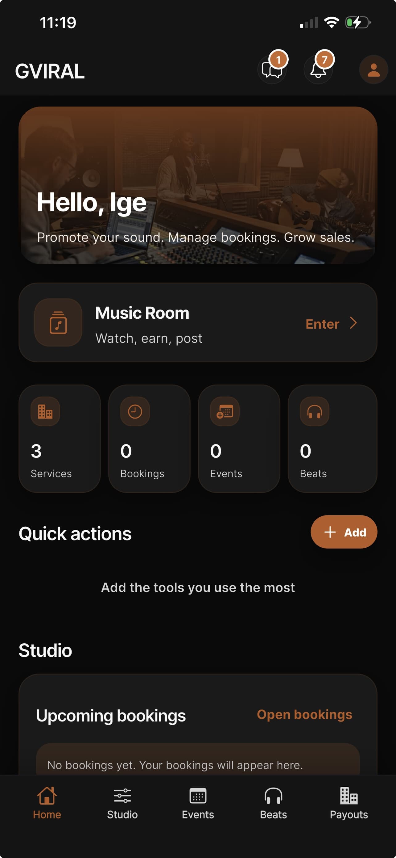Gviral mobile app screen 2